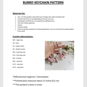 Amigurumi Rabbit Pattern Easter Bunny Crochet Keychain PDF Animal Stuffed Toy Small Plushie Ornament image 7