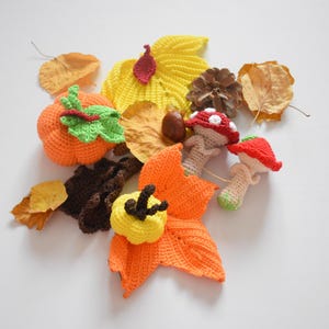 Handgemachte Herbst Dekoration: DIY Gehäkelte Ahornblätter, Kürbisse und Pilze