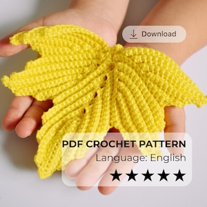 Motif feuille d'érable au crochet, décoration d'automne (Modèle PDF)