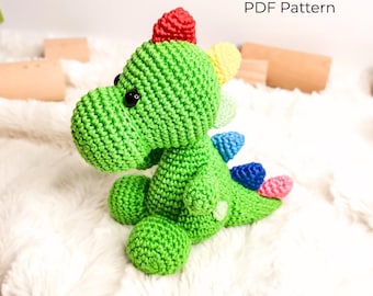 Amigurumi Dinosaur Crochet Pattern Baby Dino PDF Tutorial Stegosaurus Toy Pattern DIY Gift