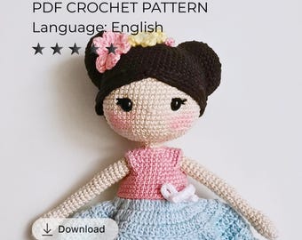 Amigurumi Doll Crochet Pattern PDF English Tutorial Girl Toy Digital Download Handmade Pattern