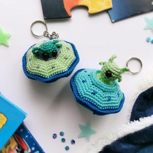 Alien UFO Crochet Pattern Amigurumi Flying Saucer Space Keychain Toy PDF Digital Download