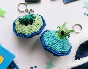 Alien UFO Crochet Pattern Amigurumi Flying Saucer Space Keychain Toy PDF Digital Download