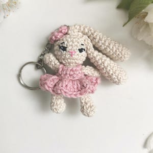 Amigurumi Rabbit Pattern Easter Bunny Crochet Keychain PDF Animal Stuffed Toy Small Plushie Ornament image 19
