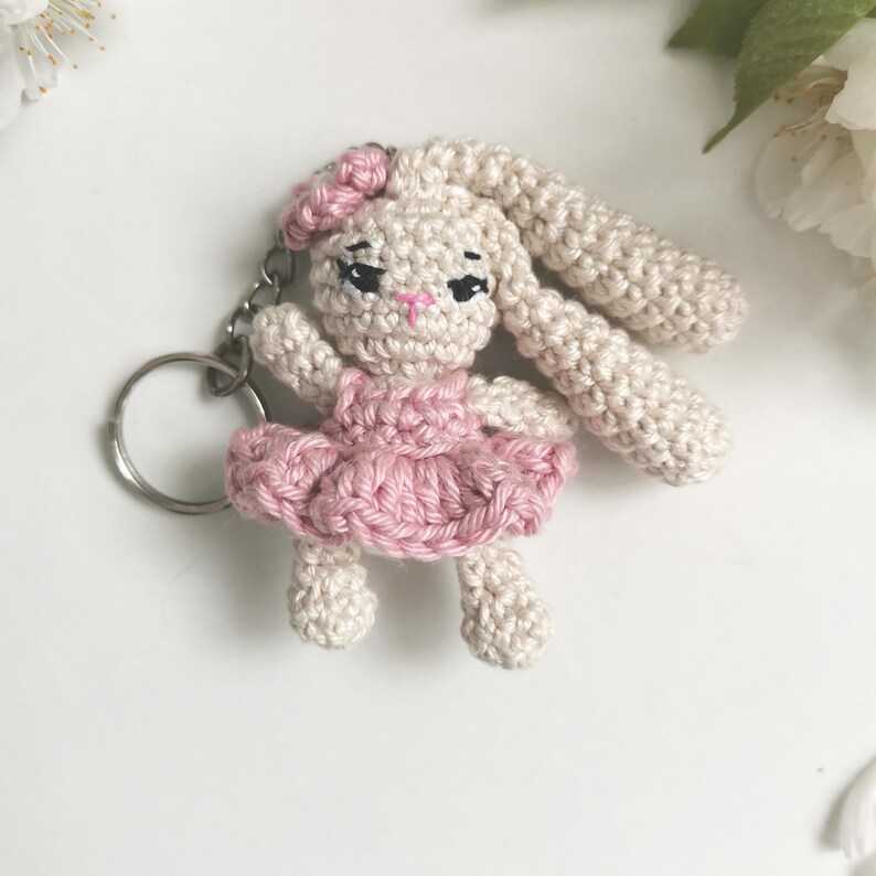 Amigurumi Rabbit Pattern Easter Bunny Crochet Keychain PDF Animal Stuffed Toy Small Plushie Ornament image 19
