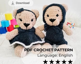 Crochet Teddy Bear Pattern, Amigurumi Bear Plush Toy (PDF)