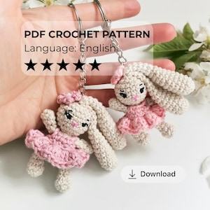 Amigurumi konijn patroon paashaas gehaakte sleutelhanger pdf dieren knuffel klein knuffel ornament