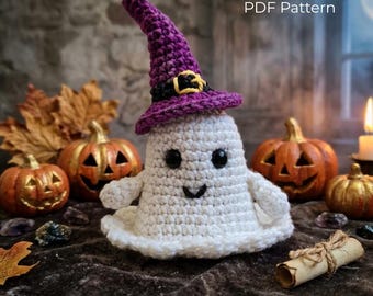 Crochet Ghost Pattern, Halloween Witch Hat Amigurumi PDF, Spooky Toy Download
