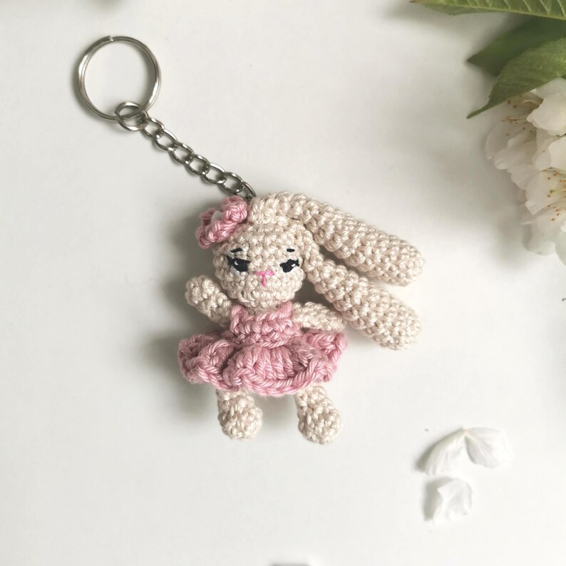 Amigurumi Rabbit Pattern Easter Bunny Crochet Keychain PDF Animal Stuffed Toy Small Plushie Ornament image 18