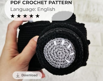 Crochet Camera Pattern Amigurumi Vintage Photographer Gift PDF Digital Download Toy Tutorial Handmade Prop