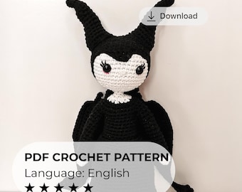 Goth Fairy Doll Crochet Pattern Dark Queen Amigurumi Horned Witch Spooky Halloween Magic Tutorial