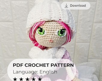 Crochet Doll Pattern Amigurumi Girl Toy PDF English Tutorial Handmade Fashion Clothes Design