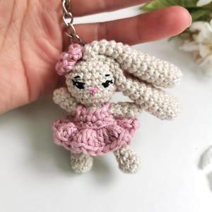 Amigurumi Rabbit Pattern Easter Bunny Crochet Keychain PDF Animal Stuffed Toy Small Plushie Ornament image 20