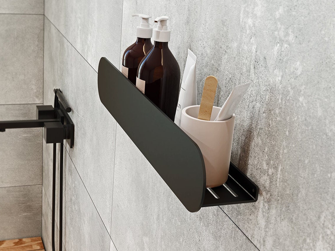 Étagère De Douche Noire, Étagère Salle Bain, Étagères Flottantes, Minimaliste, Industrielle, Alternative Au Chariot Kimi