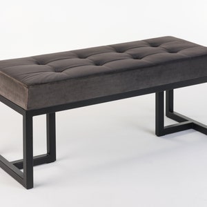 ELLYN upholstered quilted seat in graphite color. Modern style bench - 100 cm wide