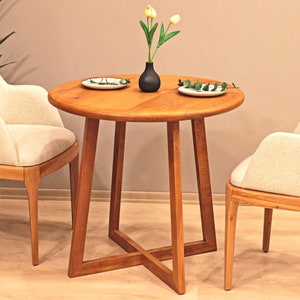 Round Dining Table , Oval Kitchen Table , Minimalist Mid Century Modern Dining Table , Handmade Solid Wood Table