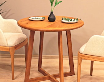 Round Dining Table , Oval Kitchen Table , Minimalist Mid Century Modern Dining Table , Handmade Solid Wood Table
