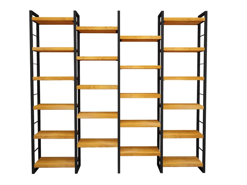 Solid Wood and Metal Bookcase Large Bookshelf and Wall Unit Etsy