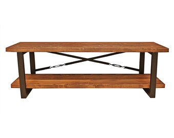 Modern Wood Tv Stand - Timber / Solid Wooden and Metal Media Console / Industrial Style Tv Unit