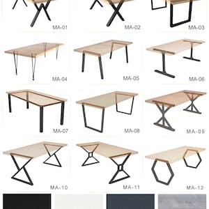 Mid Century Dining Table , Handmade Solid Wood Table With Metal Legs , Black Walnut Dining Table image 2