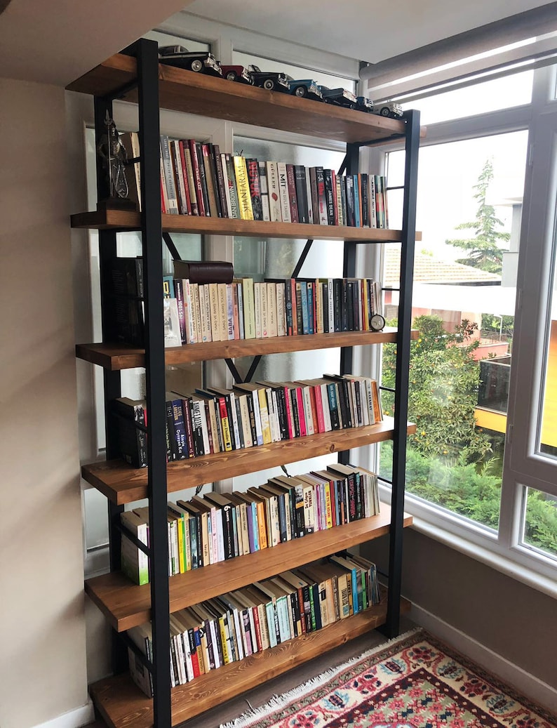 Massivholz Vintage Bücherregal Holz / Natur Holz und Metall Etsy.de
