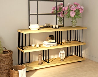 Minimalist Solid Wood Console Table , Modern Entryway Table and Low Bookcase