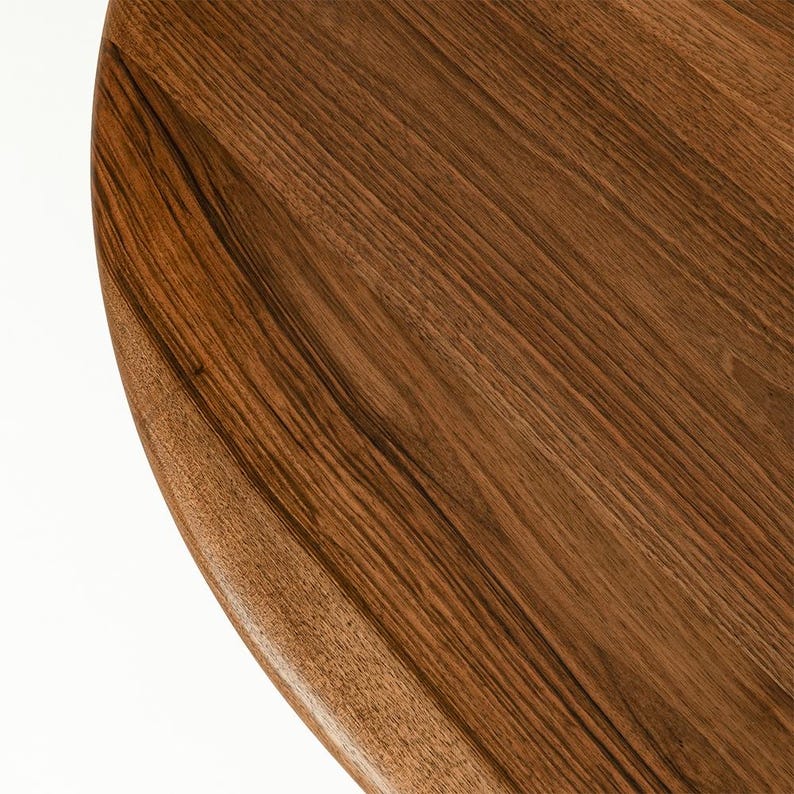 Round Wood Walnut Coffee Table – Handmade Solid Wooden Japandi Mid Century Living Room Table image 10