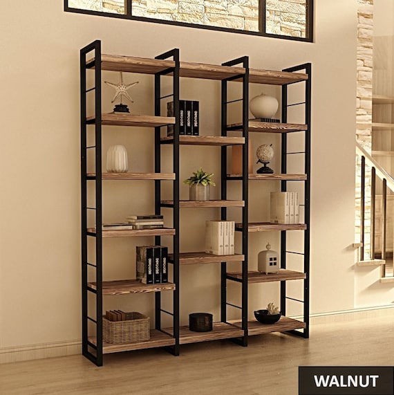 Modern Bookshelf and Shelving Unit Solid Wood Bookcase With