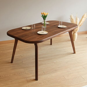 Mid Century Dining Table - Walnut Wood Dining Room Table , Oval ...