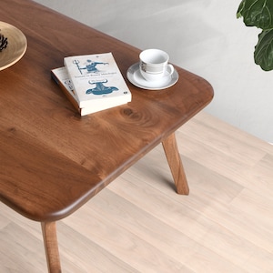 Mid Century Coffee Table , Solid Wood Rectangle Coffee Table , Scandinavian Black Walnut Sofa Table image 5