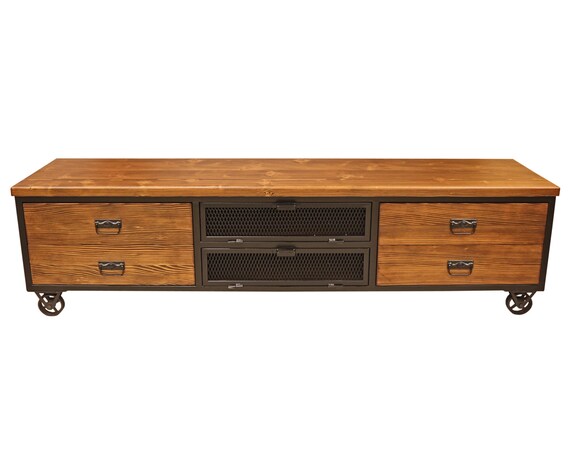 Solid Wood And Metal Tv Stand Urban Natural Wooden Solid Wood And Metal Tv Stand Urban, Metal Wood Media Console Table