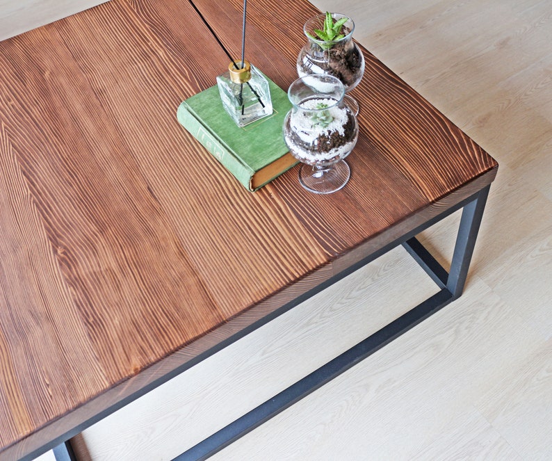 Rustic Wood Coffee Table Cube Solid Wood and Metal Coffee Etsy Canada