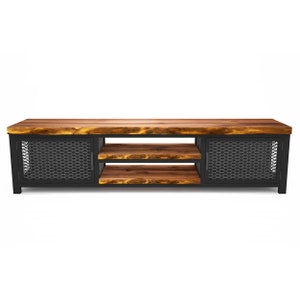 Handmade Industrial Tv Unit -Mass / Solid Wood and Steel Media Console / Farmhouse Tv Stand / Rustic Tv Console