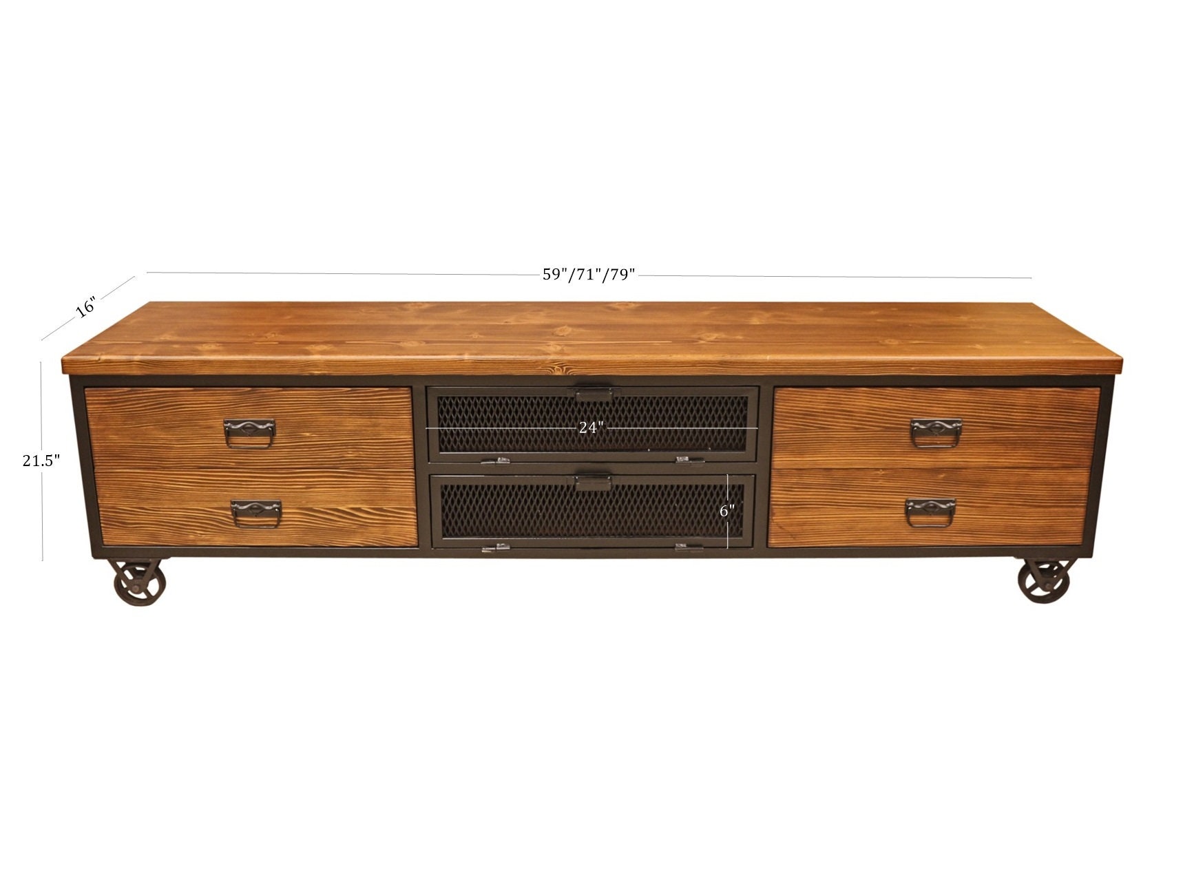 Solid Wood and Metal Tv Stand urban / Natural Wooden and Etsy