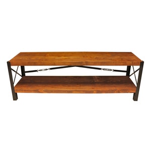 Wooden Tv Stand - Cross / Solid Wood and Metal Tv Stand / Industrial Style Tv Unit / Wooden Media Console / Loft Design Tv Stand