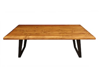 Solid Wood Coffee Table - Asya / Handmade Wood and Metal Legs Coffee Table / Custom Size Rustic Farmhouse Coffee Table