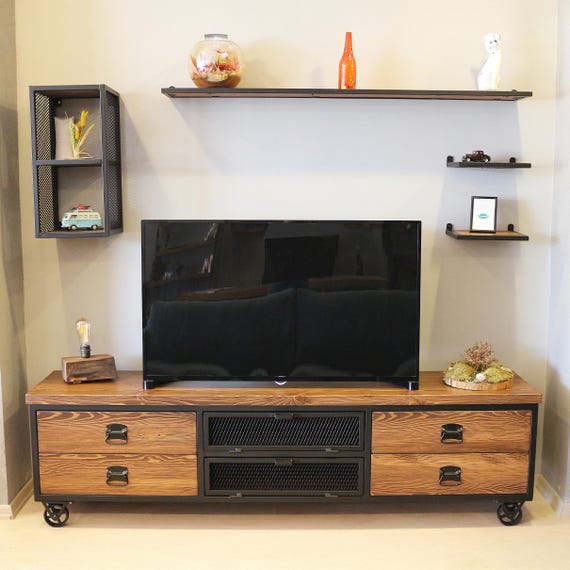 Industrial style entertainment unit discount