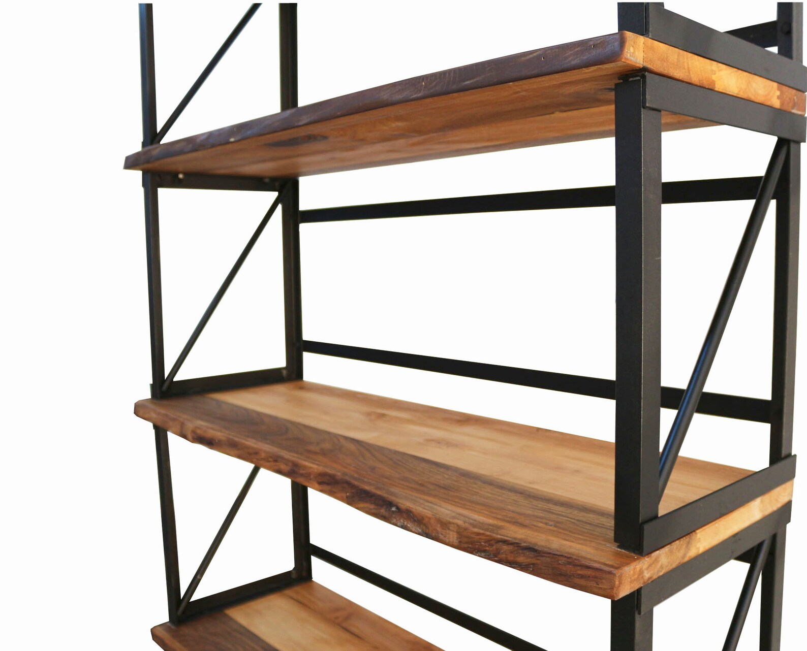 Walnut Wood Bookcase band / Solid Wood and Steel Bookshelf / Etsy