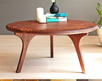 Solid Wood Round Coffee Table , Custom Unique Coffee Table , Mid Century Modern Sofa Table