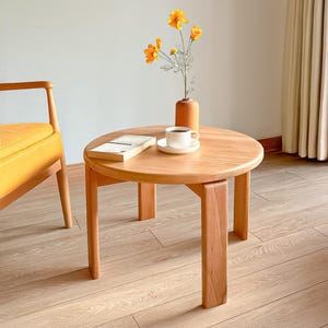 Wood Round Coffee Table , Minimalist Wooden Coffee Table , Handmade Custom Coffee Table , Modern Round Sofa Table