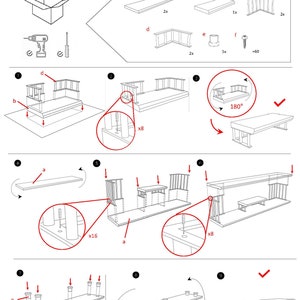 May include: Assembly instructions for a wooden shelf unit. The instructions show how to assemble the shelf using screws and brackets. The shelf is made of wood and has a simple design.