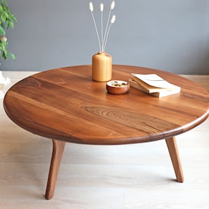 solid wood round coffee table