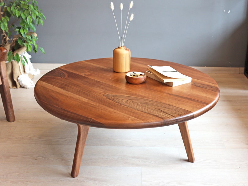 solid wood round coffee table