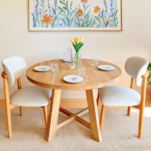 Farmhouse Round Dining Table , Rustic Wooden Dining Table , Reclaimed Wood Round Table , Oval Kitchen Table