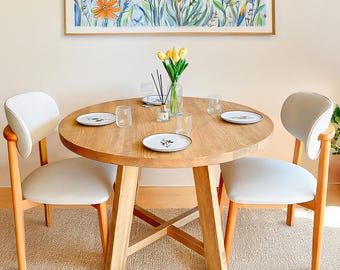 Farmhouse Round Dining Table , Rustic Wooden Dining Table , Reclaimed Wood Round Table , Oval Kitchen Table