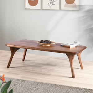 Mid Century Coffee Table , Solid Wood Rectangle Coffee Table , Scandinavian Black Walnut Sofa Table