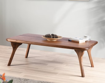 Mid Century Coffee Table , Solid Wood Rectangle Coffee Table , Scandinavian Black Walnut Sofa Table