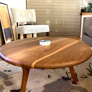 Mid Century Round Coffee Table , Scandinavian Coffee Table , Walnut Wood Sofa Table image 10