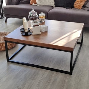 Rustic Wood Coffee Table - Cube , Solid Wood and Metal Coffee Table , Farmhouse Country Design, Square Coffee Table