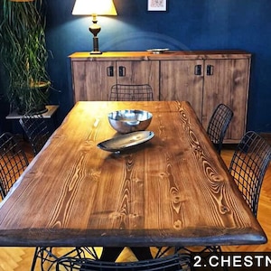 Chestnut color handmade wood farmhouse dining set